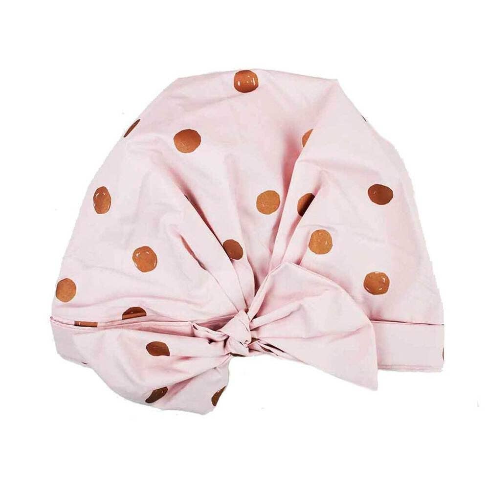 Shop Kitsch Blush Dot Shower Cap in Canada. Our new shower cap allows you to skip a wash day in style. This is why our chic turban design is perfectly waterproof, comfortable to wear, lasts shower after shower, and beautiful to boot! With elastic at the back and a no-slip silicone grip around the inside, this shower cap is sure to stay put.