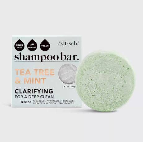 Tea Tree & Mint Clarifying Shampoo Bar. Switching to bottle-free beauty bars reduces plastic consumption & supports a zero-waste lifestyle. Refreshing Tea Tree and Mint Essential Oils transform and shower into a relaxing experience. Its natural fragrance will transform any shower into a relaxing experience. 