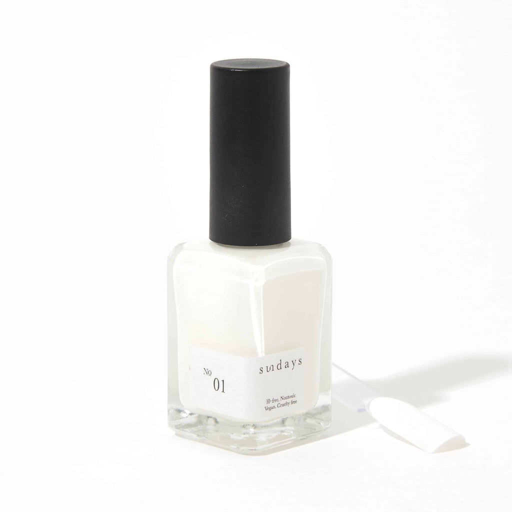 Sundays nail polish in Canada. Non-toxic, 10 free and vegan beauty. Beautiful variety of colours. Creamy white.
