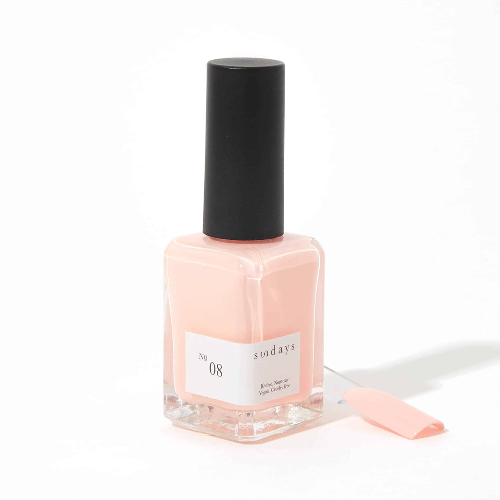 Sundays nail polish in Canada. Non-toxic, 10 free and vegan beauty. Beautiful variety of colours. Buttery pink, creamy pastel blush hues.