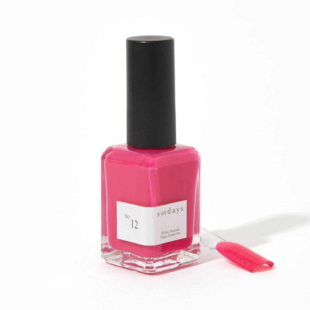 Sundays nail polish in Canada. Non-toxic, 10 free and vegan beauty. Beautiful variety of colours. Pale pink tones and hues for your fingertips. Pretty in pink fuchsia tones and hot pink hues