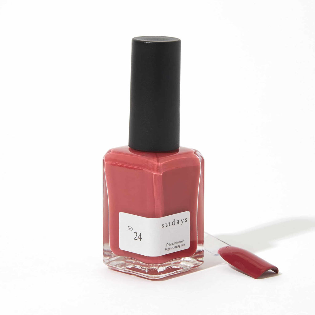 Sundays nail polish in Canada. Non-toxic, 10 free and vegan beauty. Beautiful variety of colours. Pink Berry isn't just an ice cream parlour. This fun pop of colour will keep eyes on you and it's rich pigment is perfect for any season.