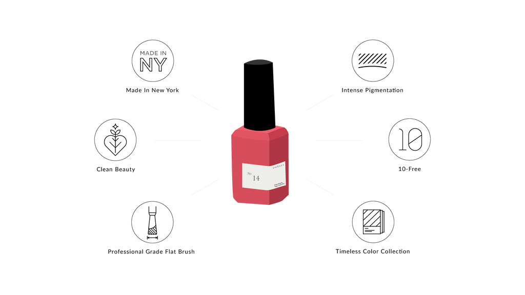 Sundays nail polish in Canada. Non-toxic, 10 free and vegan beauty. Beautiful variety of colours. A deep fuchsia red pink colour for your fingertips. So pretty and beautiful punch of colour.