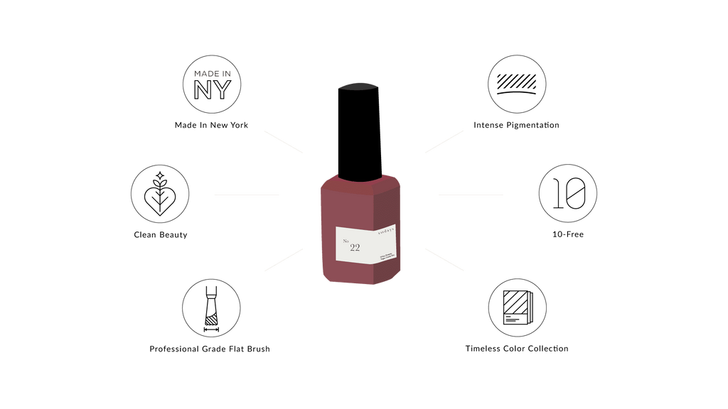 Sundays nail polish in Canada. Non-toxic, 10 free and vegan beauty. Beautiful variety of colours. This purple mulberry colour is perfect for your fingertips. It's warm burgundy is a rich pigment you will love.