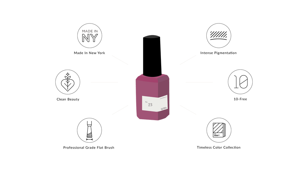 Sundays nail polish in Canada. Non-toxic, 10 free and vegan beauty. Beautiful variety of colours. Such a pretty pop of purple for your fingertips. This fun colour is perfect for a manicure or pedicure.