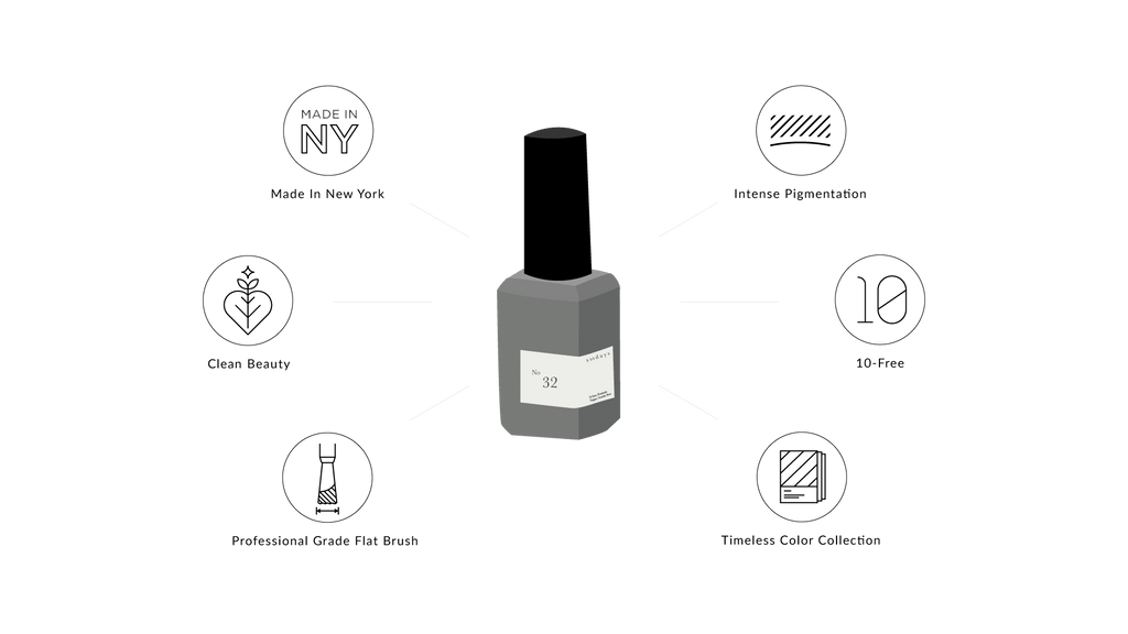 Sundays nail polish in Canada. Non-toxic, 10 free and vegan beauty. Beautiful variety of colours. Suede grey is a rich dark grey nailpolish for fall or winter. It's rich pigment goes on smooth and lasts for days on your manicure or pedicure.