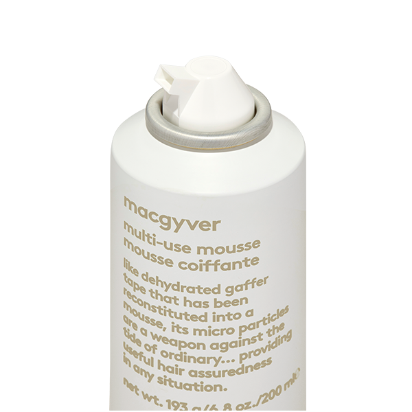 EVO Macgyver Multi-Use Mousse 6.8 oz. vegan / cruelty free / made without sulfates, parabens or gluten. This multi-purpose styling mousse that can be used with or without heat to create volume, separation and texture. This mousse adds shape memory with lasting hold for improved styling, creating volume and touchable texture which easily brushes out without leaving residue. 