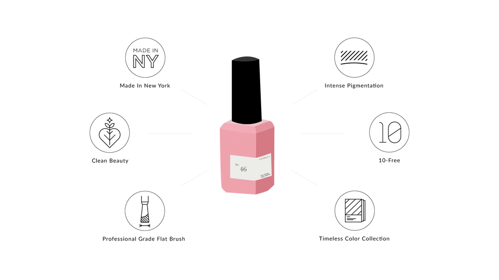 Sundays nail polish in Canada. Non-toxic, 10 free and vegan beauty. Beautiful variety of colours. THis muted pink is perfect for your next pedicure or manicure. It's a beautiful shade of pink.