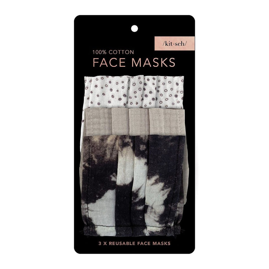 Shop Kitsch 100% Cotton Face Mask 3 Layer 3 Pack in Canada. Black VERY soft cotton material Washable & reusable Comfortable & easy to wear and one size fits most. This mask is not a replacement for PPE masks. Wash this mask after each use in a washing machine or with hot water and soap. Next Level recommends you lay flat or hang to dry if they fit perfectly the first wear. Throw in the dryer after washing if it feels a little loose on the first shot. For best practices, please follow the CDC guidelines.