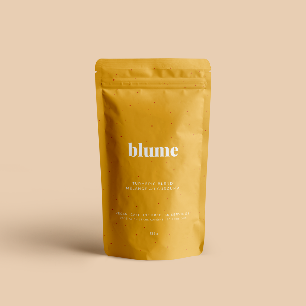 Blume Turmeric Blend. Our golden mylk best seller is the perfect mix of super-spices to get your body feeling fine. Bright, warming and aromatic. Think chai but more fly. Caffeine-free, sugar-free and full of superfood anti-inflammatory and anti-oxidant goodness. Includes notes of ginger, cinnamon, turmeric and chai.