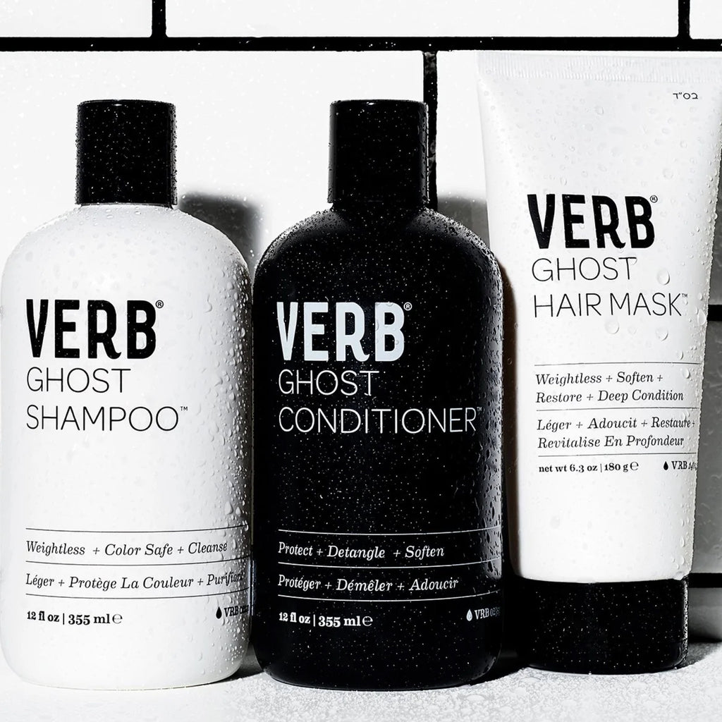 Shop Verb Ghost Hair Mask in Canada. Deep hydration on all hair types.A light-as-air deep conditioning treatment that nourishes, defrizzes and promotes shine without leaving behind any residue or added weight. Designed to be light enough for fine hair, yet nourishing enough for any hair type in need of hydration.
