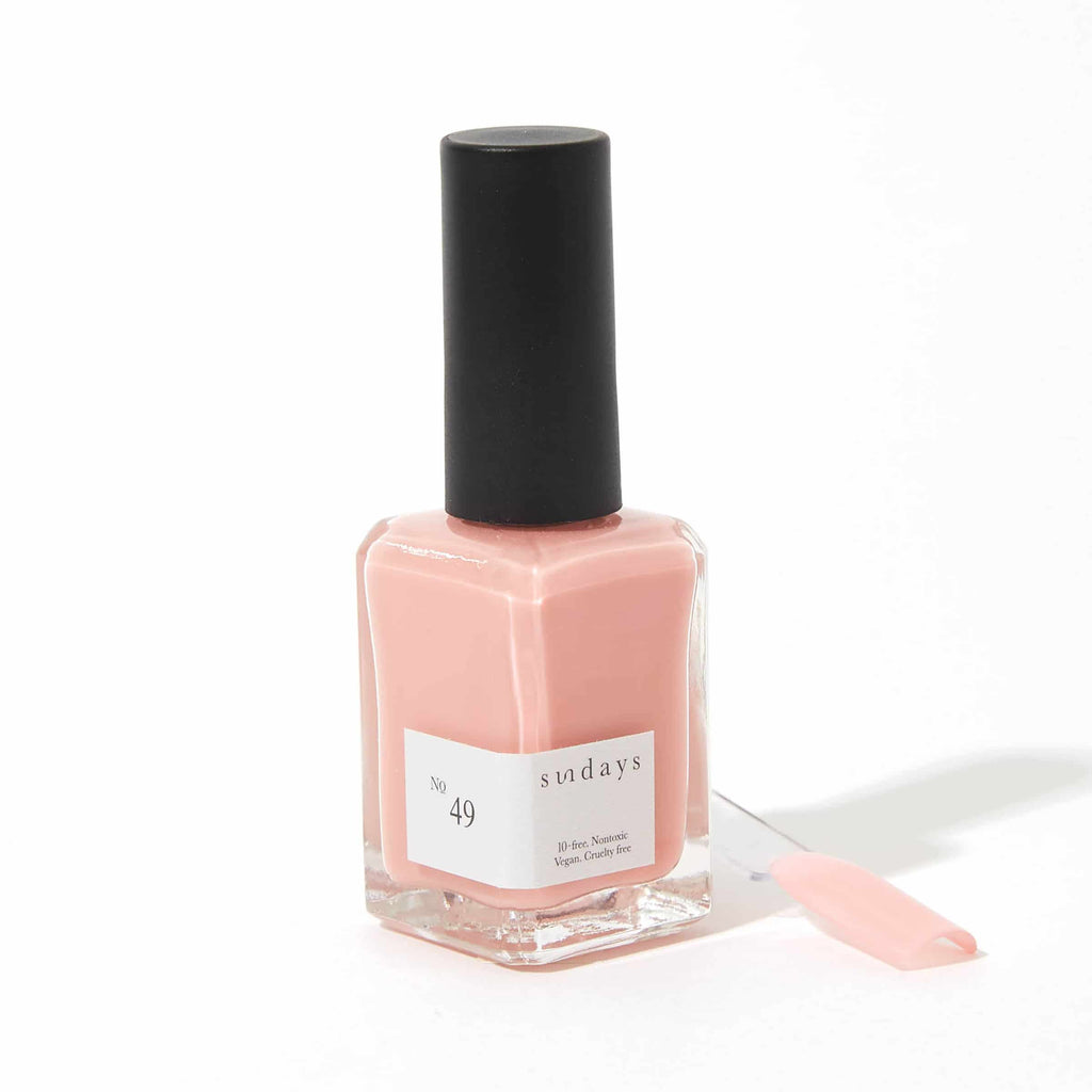 Sundays nail polish in Canada. Non-toxic, 10 free and vegan beauty. Beautiful variety of colours. This beautiful pastel pink is the perfect shade for your next manicure or pedicure. It's rich pigment goes on evenly and will last for days without chipping or peeling.