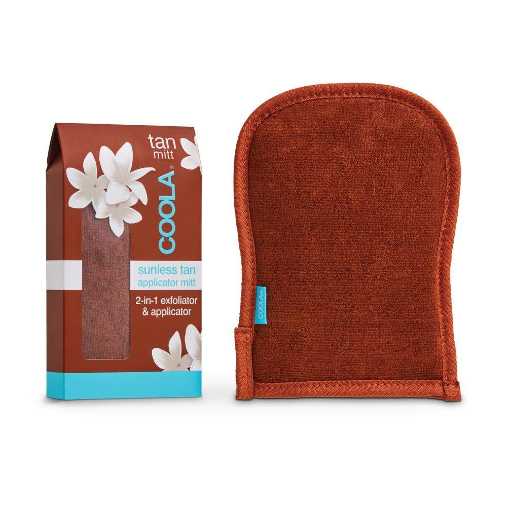 Coola Sunless Tan Application & Exfoliating Mitt to apply self tanner.